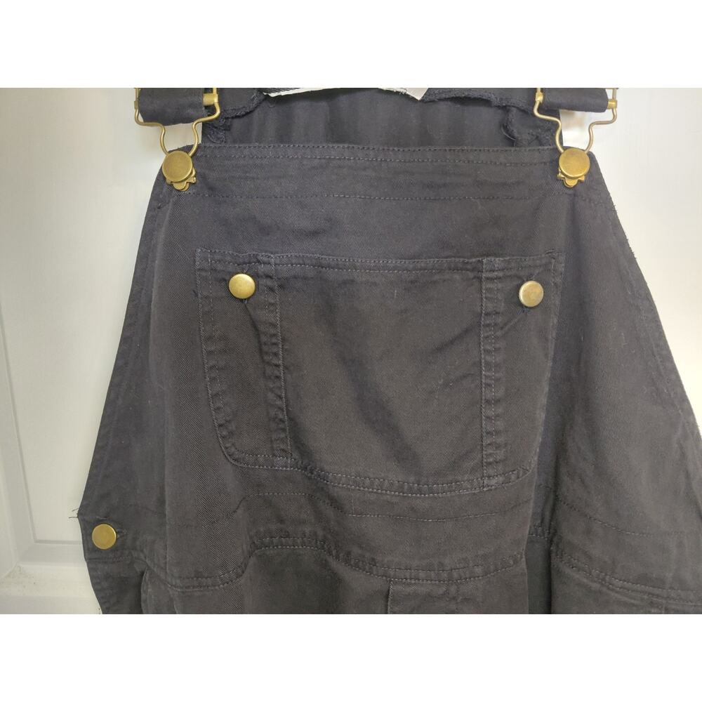 Vintage Forelli Black Cotton Utility Short Overalls Grunge Workwear Size 20 Plus - Picture 3 of 14